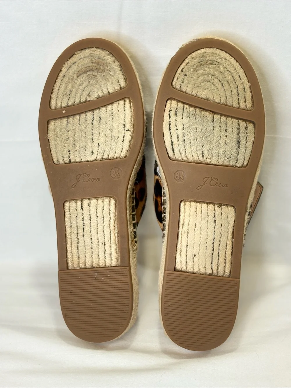 J. CREW Leopard Print Espadrille Slide Sandals with Gold Buckle SZ 8.5